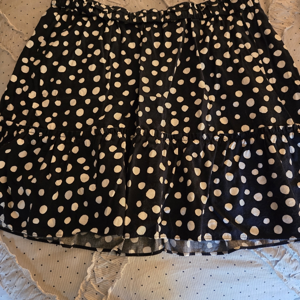LOFT NAVY BLUE and White Polka Dot Mini Skirt